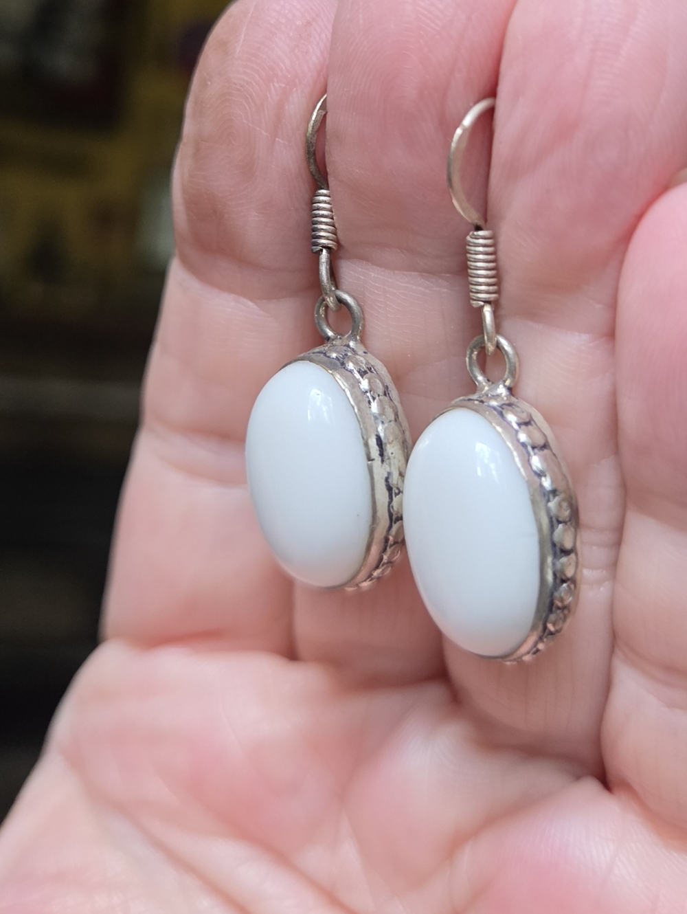 White Coral Natiral Sterling Earrings - Picture 3 of 7